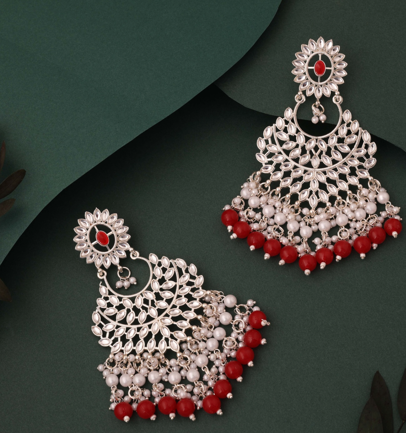 Gomti - Half Moon Earrings - Red