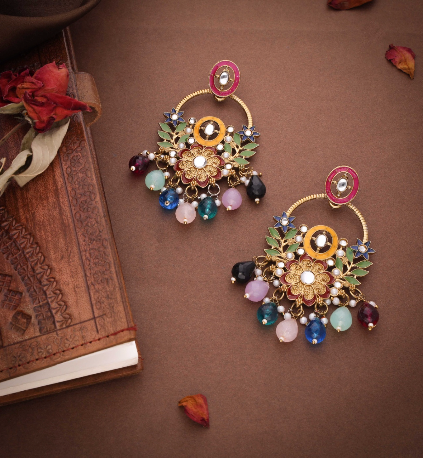 Shifa - Statement Handpainted with Love Earrings - Multicolor