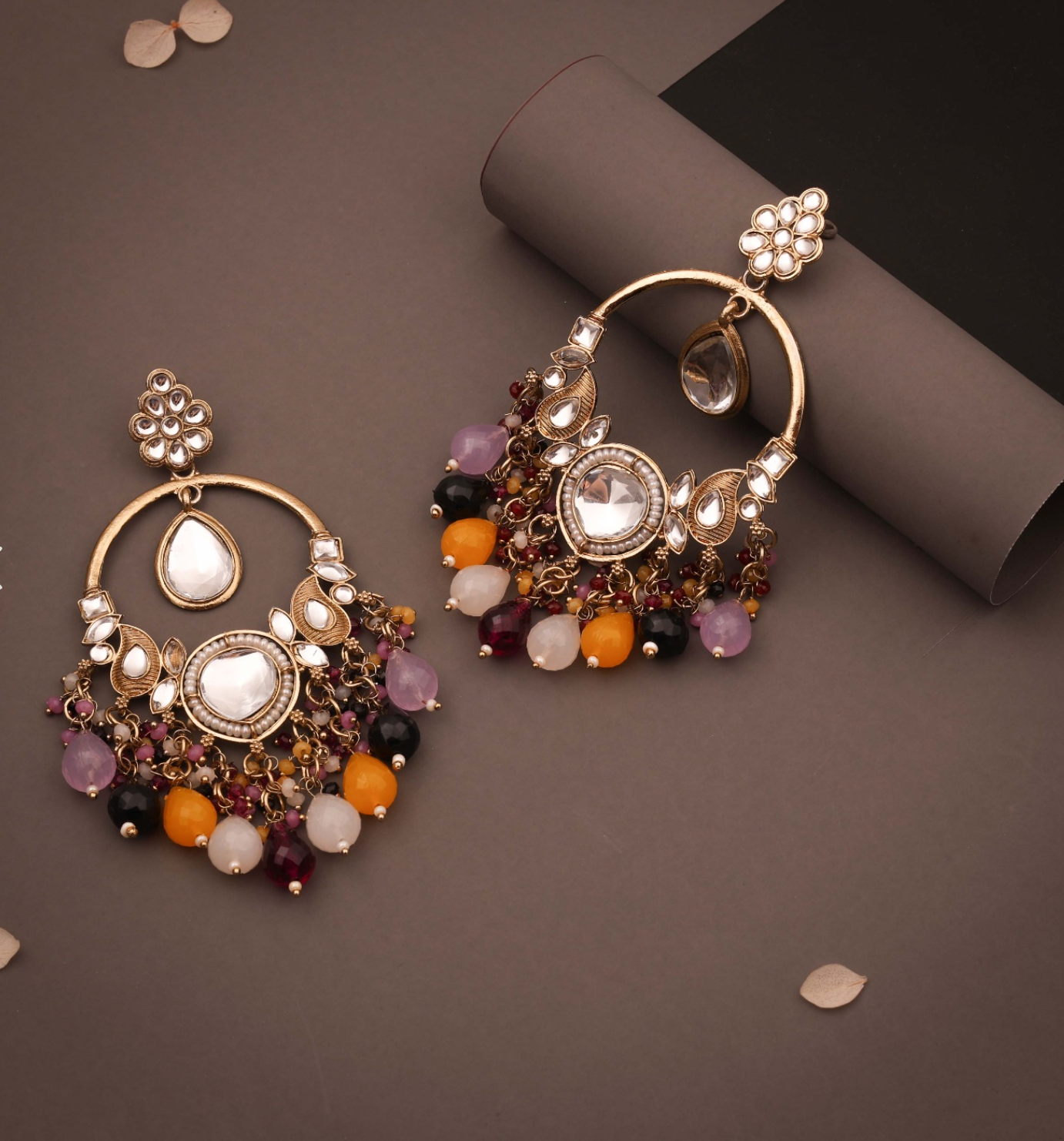 Chahat - Trending Design Chand Bali Earring - Multicolor