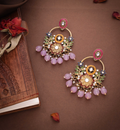 Shifa - Statement Handpainted with Love Earrings - Lavender