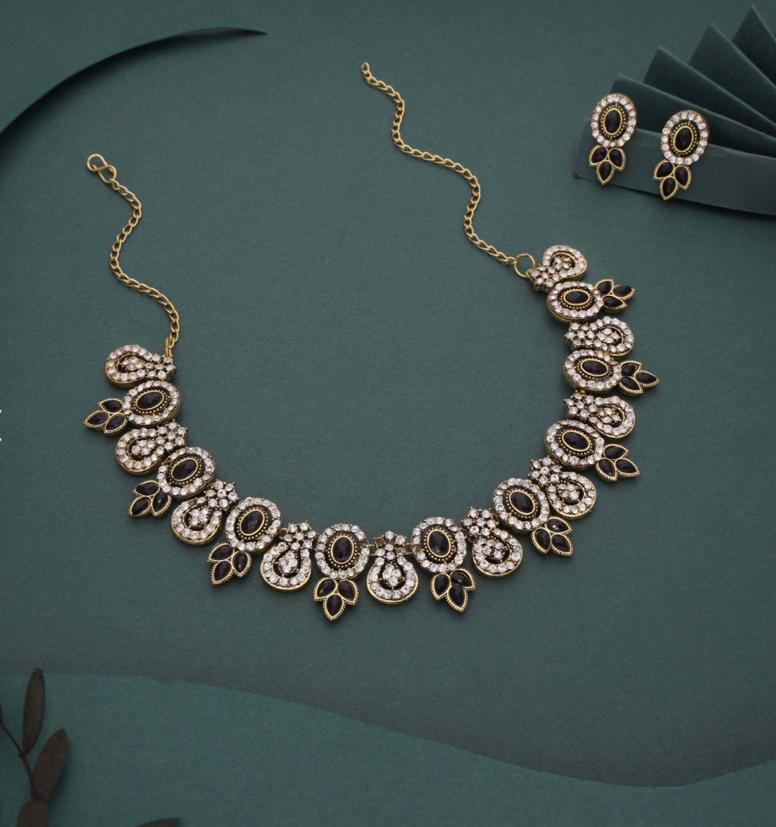 Lohri - Rhodium Plated Zircons Studded Contemporary Party Wear Necklace Set