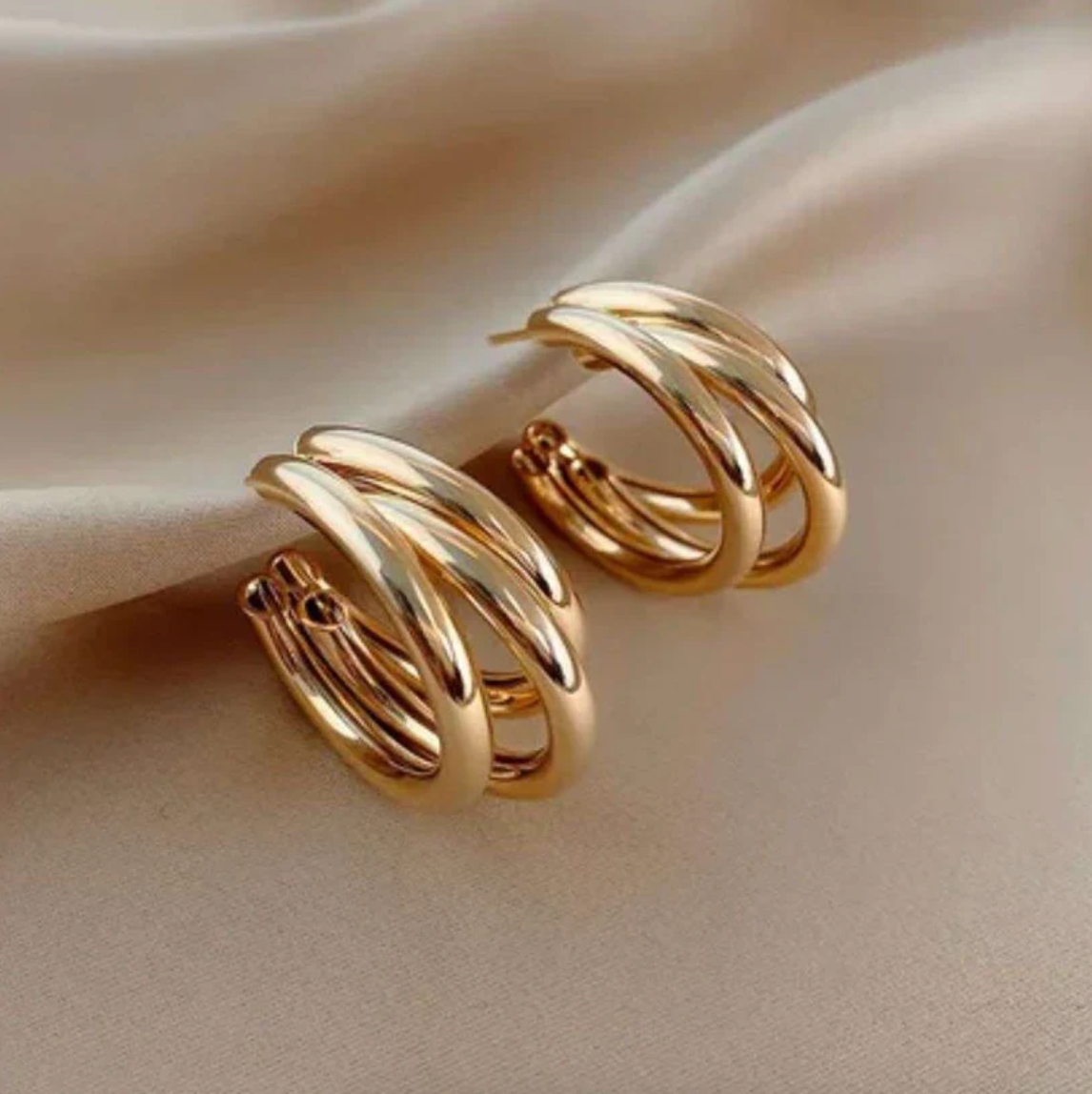 Chic Gold Triple Hoop Earrings for Women