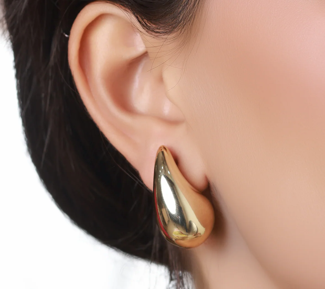 Sleek Gold Puddle Earrings - Minimalist Studs | Everyday Wear