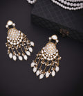 Bella - Chandelier Earrings with Kundan and Pearl - White