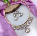 Gold Plated Kundan Stone Studded Jewellery Set - White