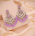 Hum - Jhumka Earrings with Kundan & Pearl - Purple