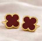 Maroon Clover Stud Earrings for Women