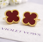 Maroon Clover Stud Earrings for Women