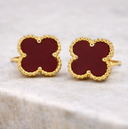 Maroon Clover Stud Earrings for Women