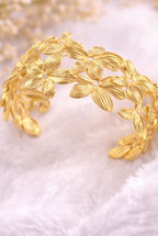 Gold Floral Open Cuff Bracelet for Women