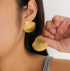 Golden Scallop Shell Earrings - Coastal-Inspired Studs