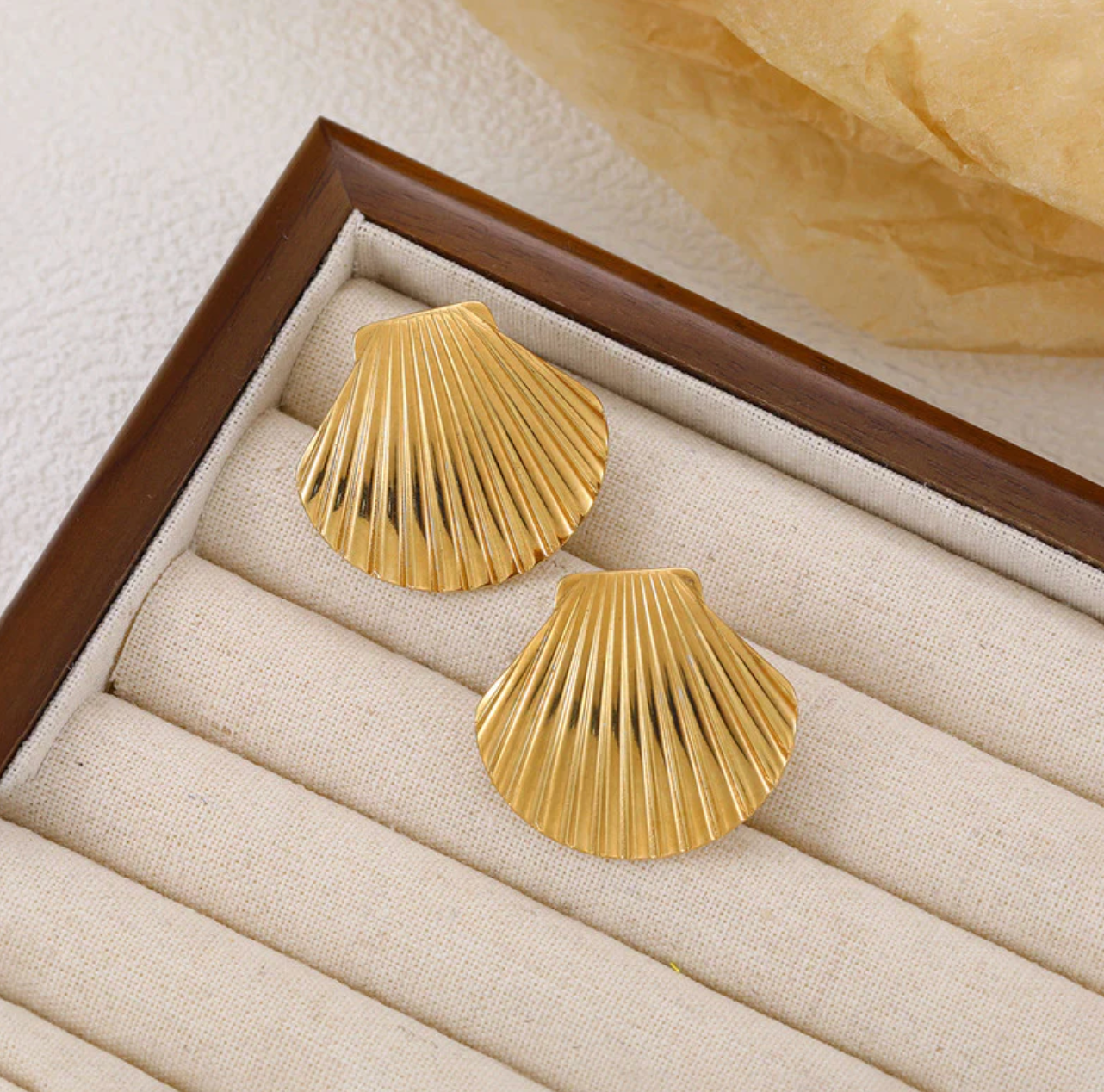Golden Scallop Shell Earrings - Coastal-Inspired Studs