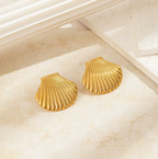 Golden Scallop Shell Earrings - Coastal-Inspired Studs