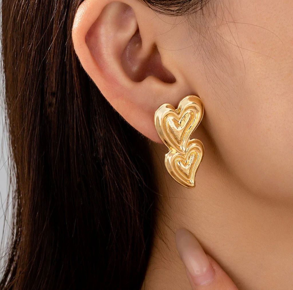 Stacked Heart Studs