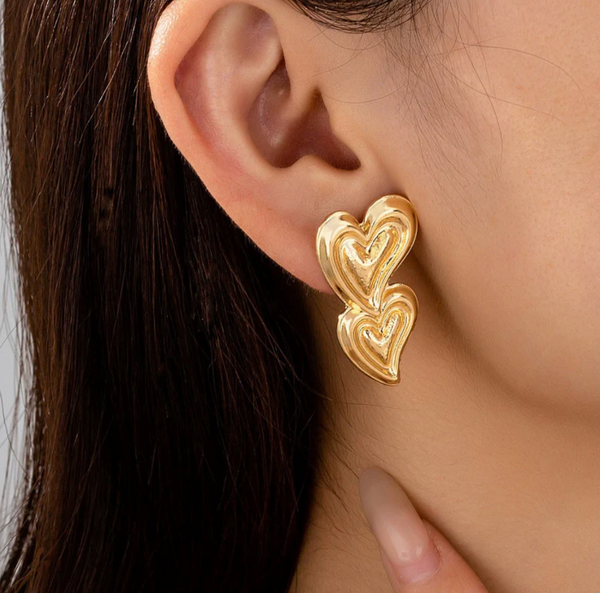 Stacked Heart Studs