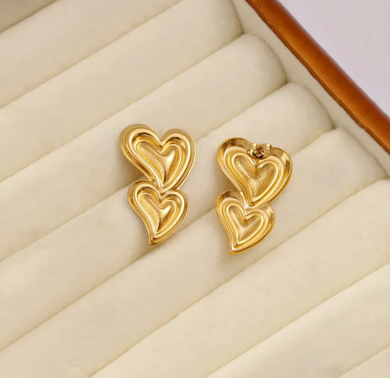 Stacked Heart Studs