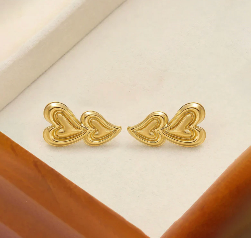 Stacked Heart Studs