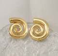 Golden Spiral Studs - 3D Sculptural Design | Modern Gold Earrings
