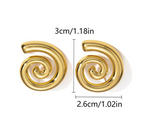 Golden Spiral Studs - 3D Sculptural Design | Modern Gold Earrings