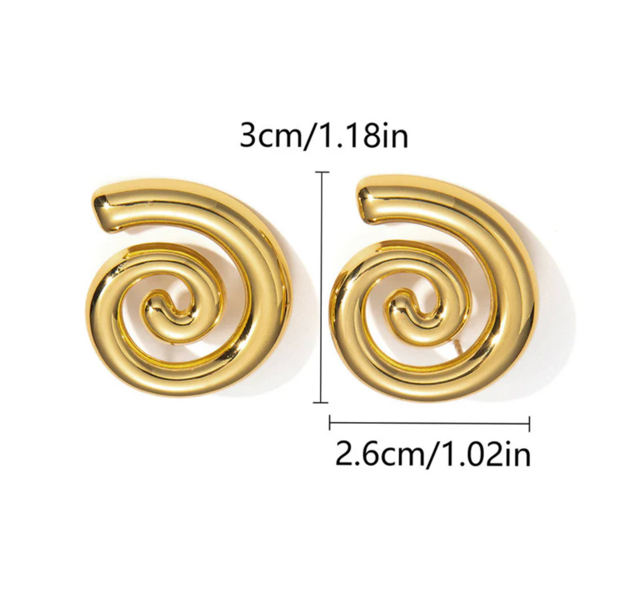 Golden Spiral Studs - 3D Sculptural Design | Modern Gold Earrings
