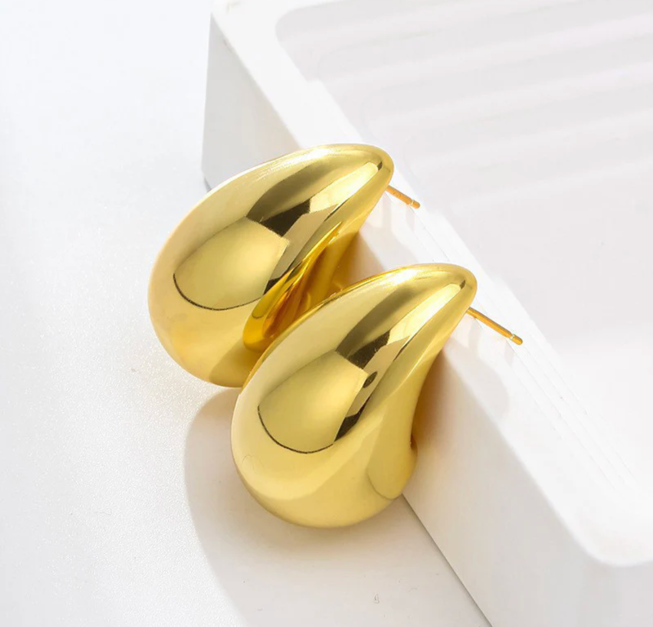 Sleek Gold Puddle Earrings - Minimalist Studs | Everyday Wear