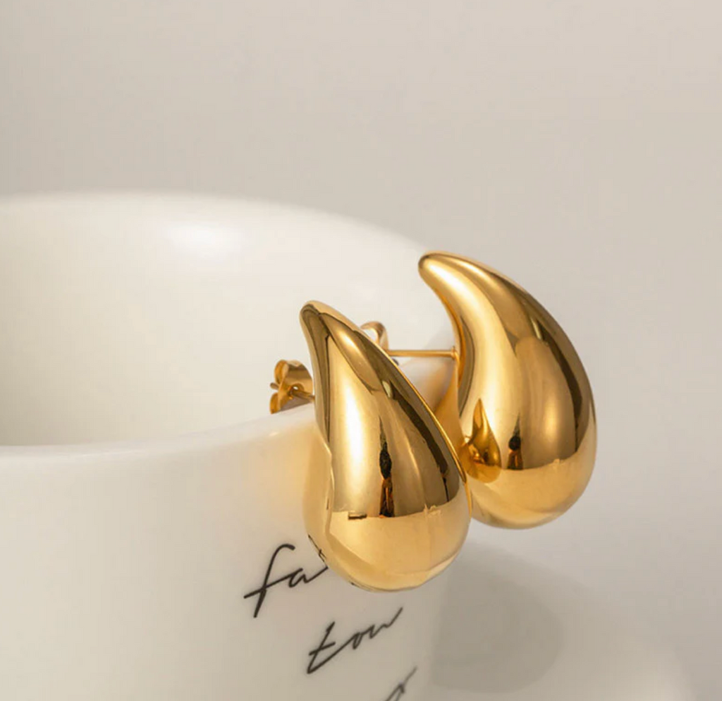 Sleek Gold Puddle Earrings - Minimalist Studs | Everyday Wear