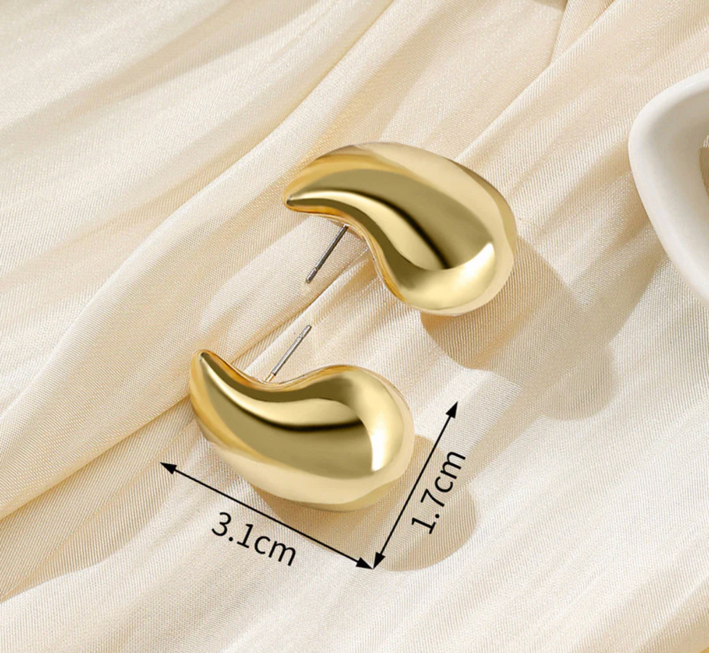 Sleek Gold Puddle Earrings - Minimalist Studs | Everyday Wear
