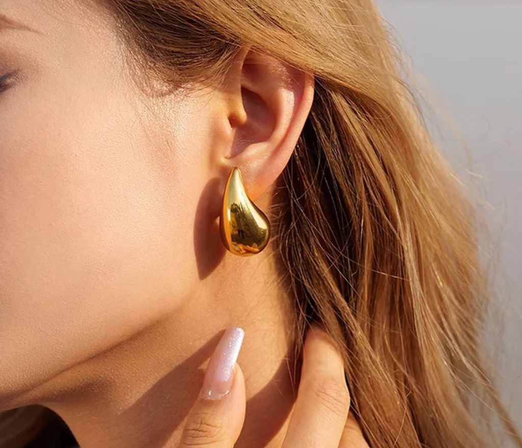 Sleek Gold Puddle Earrings - Minimalist Studs | Everyday Wear