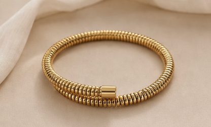 Gold Tubogas Coil Bangle Bracelet