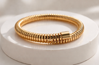 Gold Tubogas Coil Bangle Bracelet