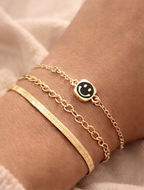 Gold Smiley Face Bracelet Set - Pack of 4