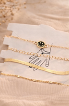 Gold Smiley Face Bracelet Set - Pack of 4