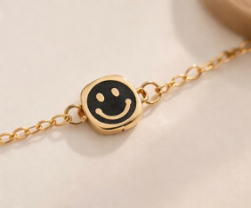 Gold Smiley Face Bracelet Set - Pack of 4