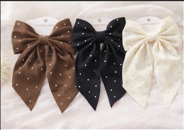 Sparkly Fabric Hair Bow – Random Colour