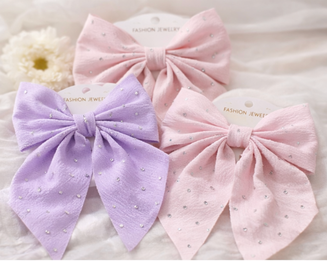 Sparkly Fabric Hair Bow – Random Colour