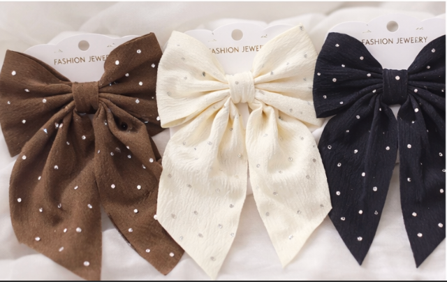 Sparkly Fabric Hair Bow – Random Colour