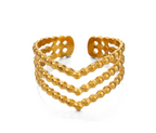 Gold Triple Layer Beaded Cuff Ring