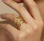 Gold Triple Wave Open Ring