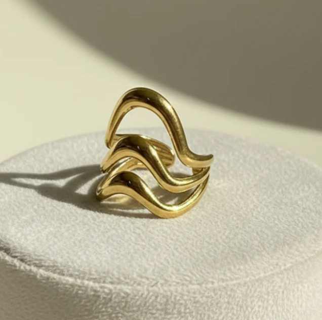 Gold Triple Wave Open Ring