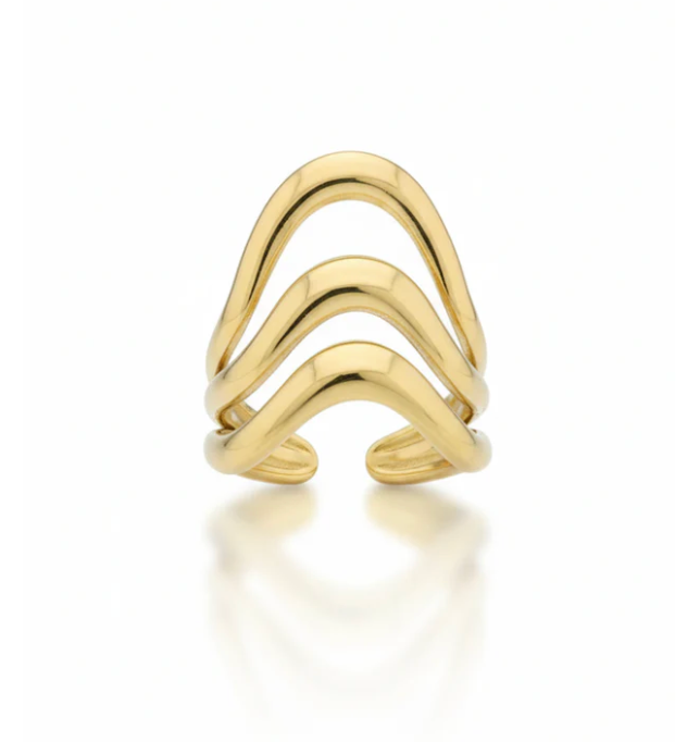 Gold Triple Wave Open Ring