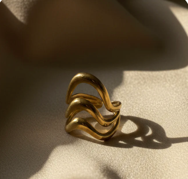 Gold Triple Wave Open Ring