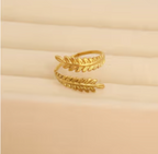 Gold Double Leaf Wrap Open Ring