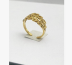 Gold Wide Band Cutout Leaf Crown Open Ring