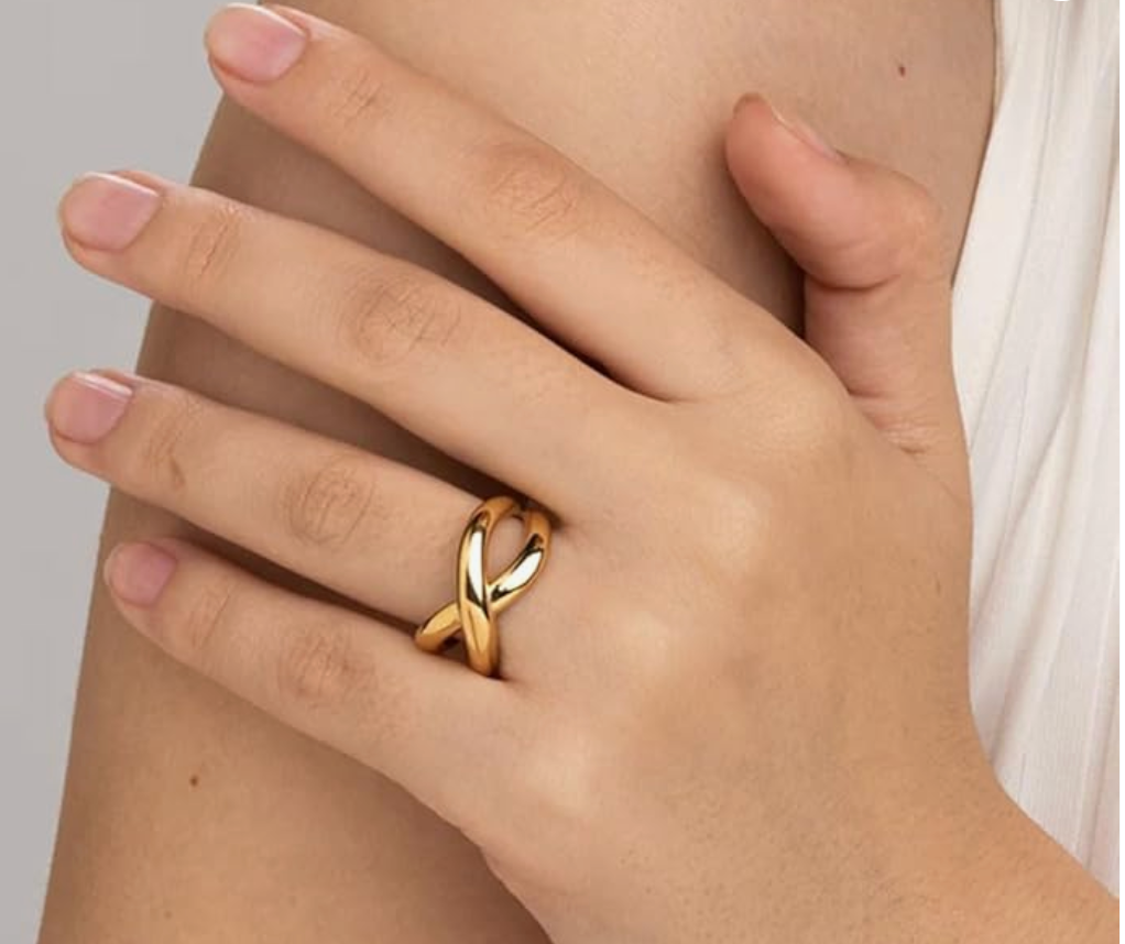 Gold Infinity Cross Open Ring
