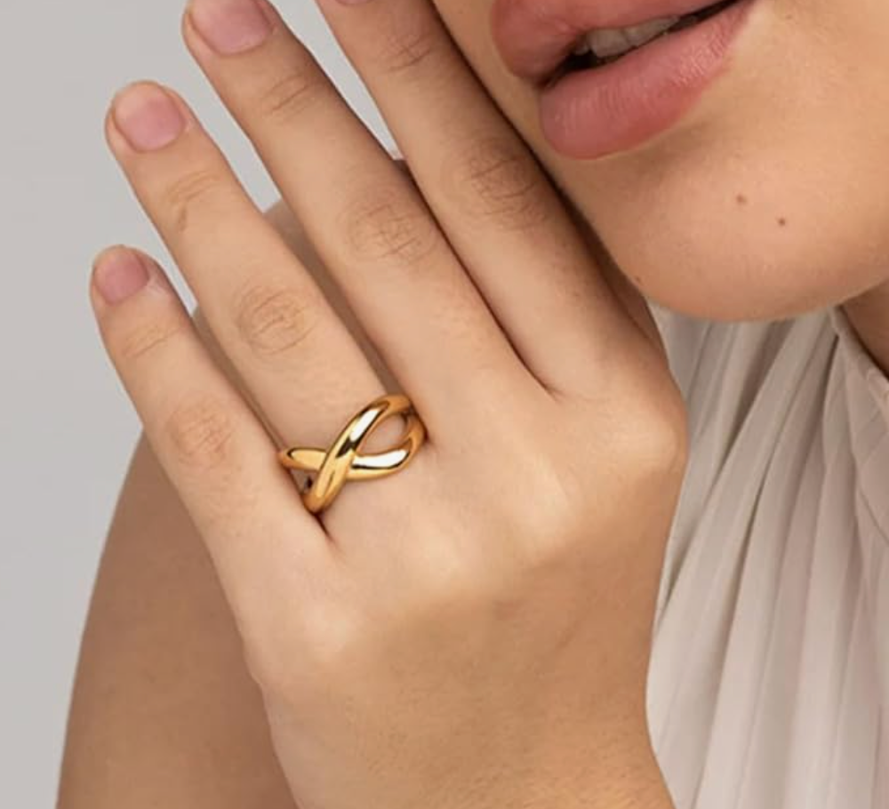 Gold Infinity Cross Open Ring