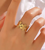 Gold Flower Wreath Wide Cuff Open Ring