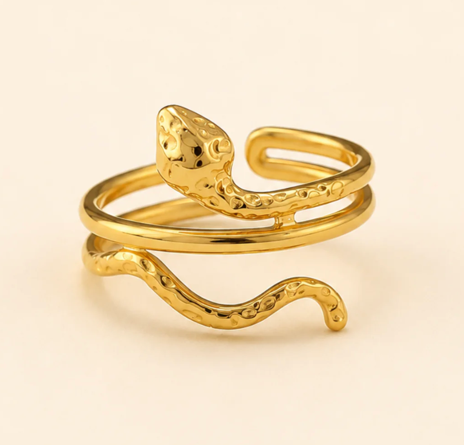Gold Serpent Snake Wrap Open Ring