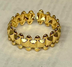 Gold Double Spike Pyramid Crown Open Cuff Ring
