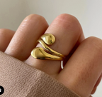 Gold Liquid Drop Wrap Open Ring