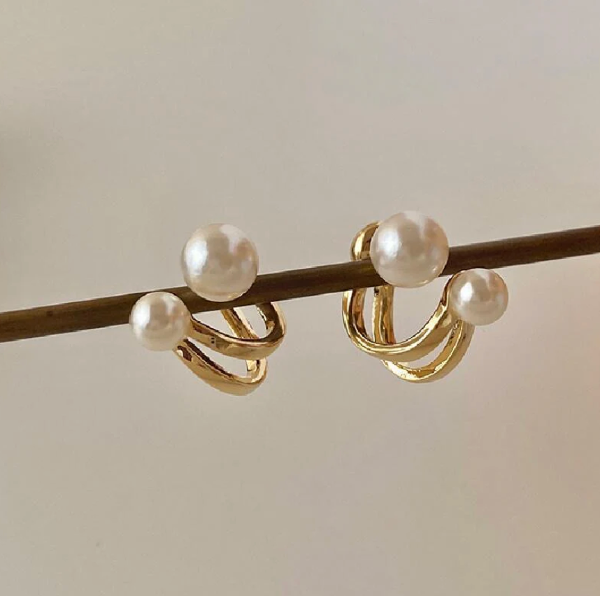 Dual Pearl Ear Cuff Earrings